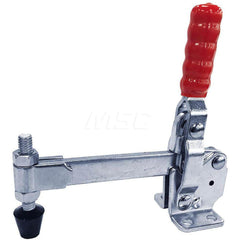 Manual Hold-Down Toggle Clamp: Vertical, 500 lb Capacity, Solid Bar, Flanged Base 60 ° Handle Movement, 100 ° Bar Opening, Plastic