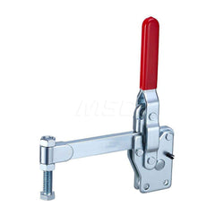 Manual Hold-Down Toggle Clamp: Vertical, 200 lb Capacity, Solid Bar, Flanged Base 60 ° Handle Movement, 100 ° Bar Opening, Plastic