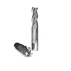 Square End Mill: 3/8'' Dia, 1-1/2'' LOC, 3/8'' Shank Dia, 4'' OAL, 3 Flutes, Solid Carbide Single End, Uncoated, Upcut Flute, 37 ° Helix, Centercutting, RH Cut, RH Flute, Series 1025 & Alumigator