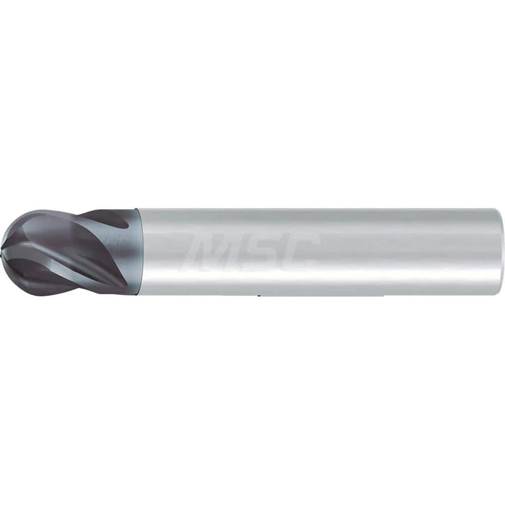 Ball End Mill: 0.1875″ Dia, 4 Flute, Solid Carbide 2″ OAL, 3/16″ Shank Dia, 35 & 38 ° Helix, AlCr Coated, Single End, Series 2919L