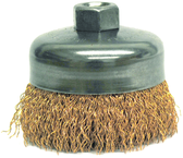 4" Crimped Wire Cup Brush - .020 Bronze; 5/8-11 A.H. - Non-Sparking Wire Wheel - Americas Industrial Supply