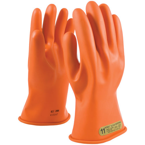 ‎147-00-11/9 - Novax - Natural Rubber Insulating Glove - Class 00 - 11″ - Orange - Straight Cuff - Exact Industrial Supply