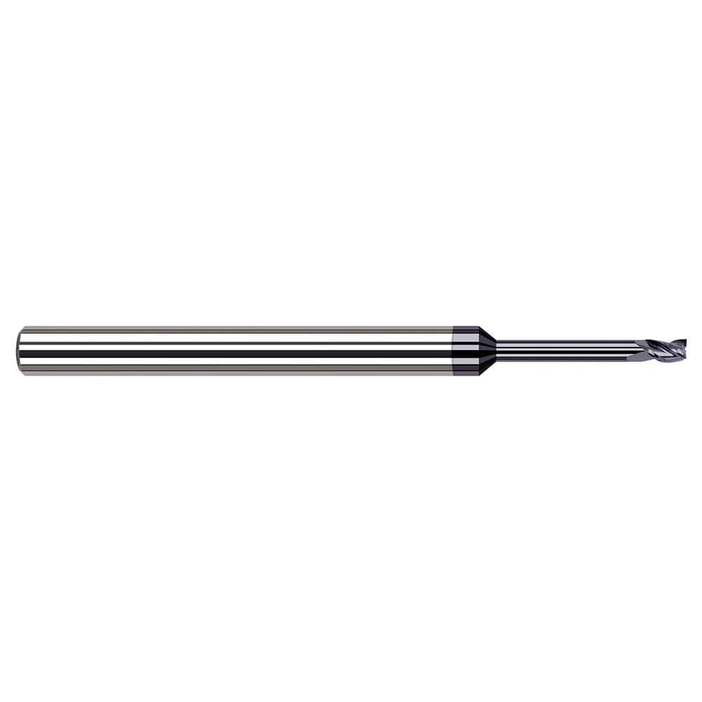 Square End Mill: 0.011'' Dia, 1/64'' LOC, 1/8'' Shank Dia, 2-1/2'' OAL, 3 Flutes, Solid Carbide Single End, AlTiN Finish, 30 ° Helix, Centercutting, RH Cut, RH Flute