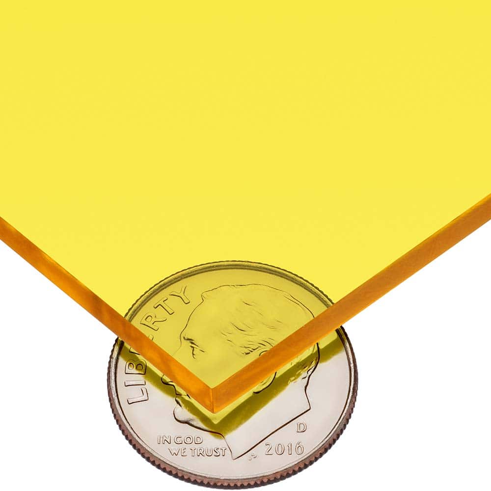 USA Sealing - Plastic Sheets; Material: Cast Acrylic ; Thickness (Inch): 1/4 ; Length (Feet): 1 ; Tensile Strength (psi): 10000 ; Color: Tinted Yellow ; Material Grade: Standard - Exact Industrial Supply