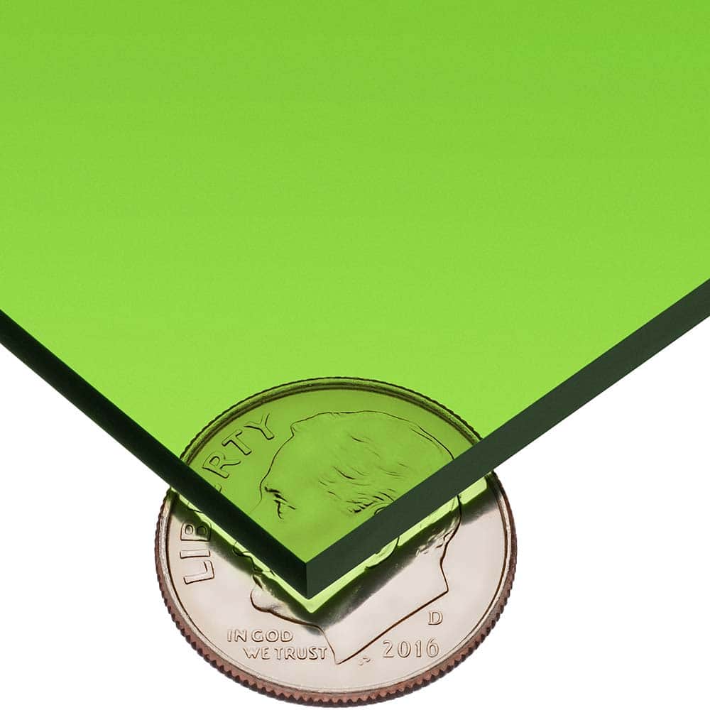 USA Sealing - Plastic Sheets; Material: Cast Acrylic ; Thickness (Inch): 1/4 ; Length (Feet): 1 ; Tensile Strength (psi): 10000 ; Color: Tinted Green ; Material Grade: Standard - Exact Industrial Supply