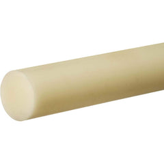 Plastic Rod: Polytetrafluroethylene, 1' Long, 2-1/2″ Dia, Off-White