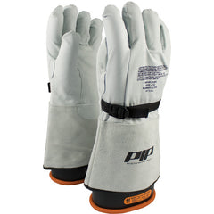 ‎148-6000/9 Leather Gloves - Leather Protector - Grain Goatskin - Class 1-2 - 14 In. Gauntlet Cuff - Exact Industrial Supply