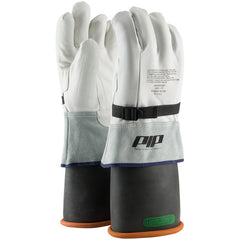 ‎148-7000/10 Leather Gloves - Leather Protector - Grain Goatskin - Class 3-4 - 13 In. Gauntlet Cuff - Exact Industrial Supply