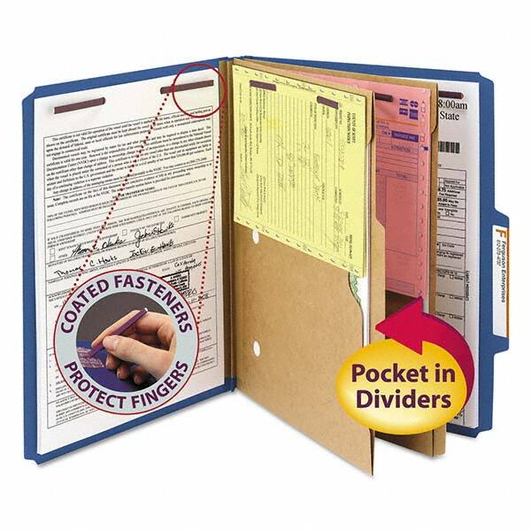 SMEAD - File Folders, Expansion Folders & Hanging Files Folder/File Type: Classification Folders with Tob Tab Fastener Color: Blue - Americas Industrial Supply