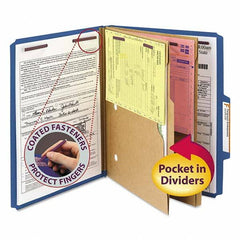 SMEAD - File Folders, Expansion Folders & Hanging Files Folder/File Type: Classification Folders with Tob Tab Fastener Color: Blue - Americas Industrial Supply