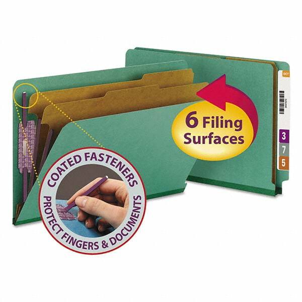 SMEAD - File Folders, Expansion Folders & Hanging Files Folder/File Type: Classification Folders with End Tab Fastener Color: Green - Americas Industrial Supply