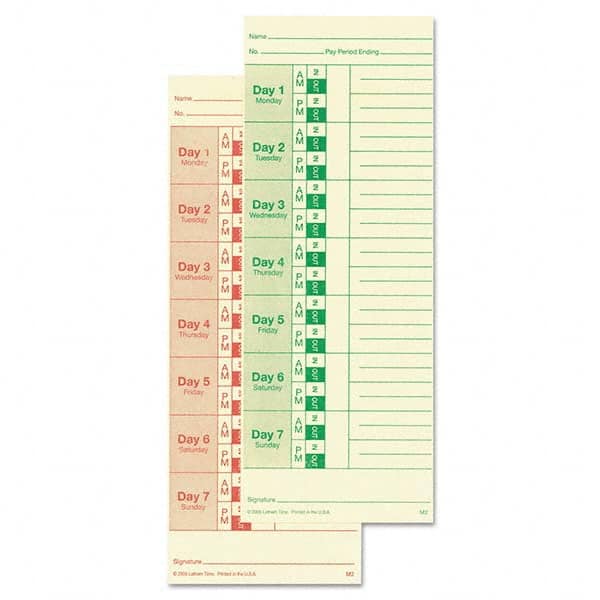 Lathem Time - Time Cards & Time Clock Accessories Type: Bi-Weekly/Weekly Time Cards For Use With: All Side Print Time Clocks - Americas Industrial Supply