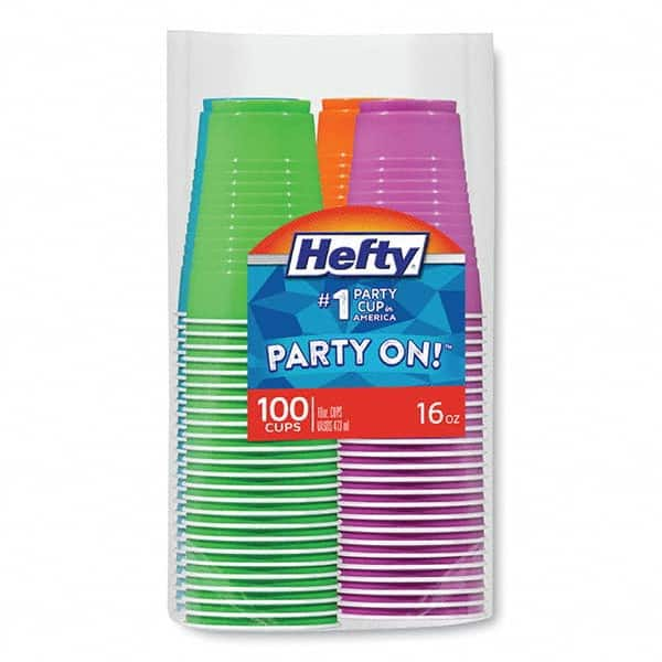 Hefty - Easy Grip Disposable Plastic Party Cups, 16 oz, Assorted, 100/Pack - Americas Industrial Supply