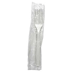 Heavyweight Wrapped Polypropylene Plastic Cutlery, Fork, White, 1000/Carton White