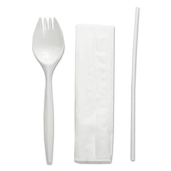 Boardwalk - School Cutlery Kit, Napkin/Spork/Straw, White, 1000/Carton - Americas Industrial Supply