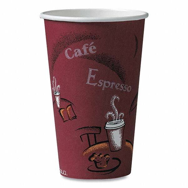 DART - Solo Bistro Design Hot Drink Cups, Paper, 16 oz, Maroon, 1000/Carton - Americas Industrial Supply