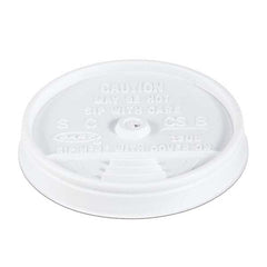 DART - Sip-Through Lids For 10, 12, 14 oz Foam Cups, Plastic, White, 1000/Carton - Americas Industrial Supply