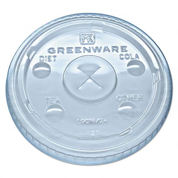 Fabri-Kal - Greenware Cold Drink Lids, Fits 16-18, 24 oz Cups, X-Slot, Clear, 1000/Carton - Americas Industrial Supply