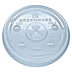 Fabri-Kal - Greenware Cold Drink Lids, Fits 16-18, 24 oz Cups, X-Slot, Clear, 1000/Carton - Americas Industrial Supply