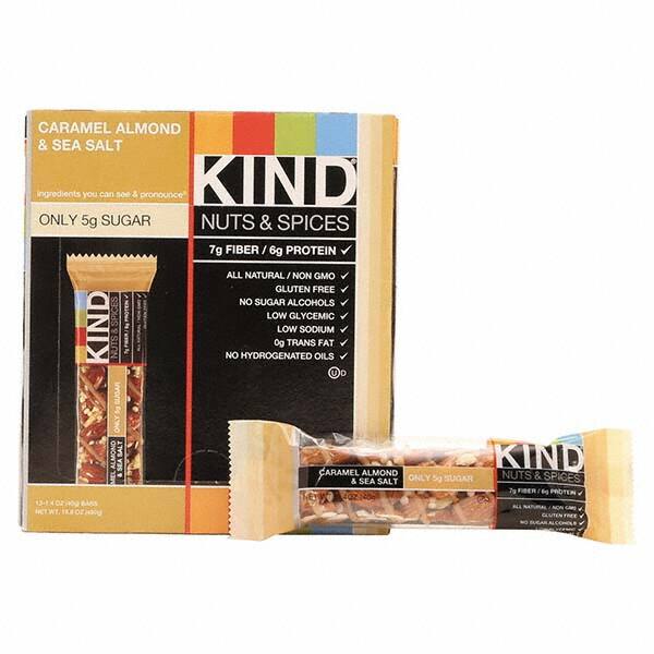 KIND - Snacks, Cookies, Candy & Gum Breakroom Accessory Type: Granola Bars Breakroom Accessory Description: Nuts and Spices Bar, Caramel Almond and Sea Salt, 1.4 oz Bar, 12/Box - Americas Industrial Supply