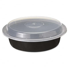 Pactiv - VERSAtainers, 1-Comp, Black/Clear, 24 oz, 7" Diam, 150/Carton - Americas Industrial Supply