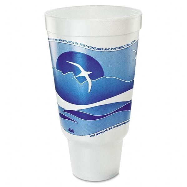 DART - Horizon Flush Fill Foam Cup, Hot/Cold, 44 oz, Ocean Blue/White, 15/Bag - Americas Industrial Supply