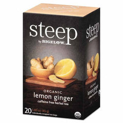 Bigelow - Coffee, Tea & Accessories Breakroom Accessory Type: Tea Bags Breakroom Accessory Description: Steep Tea, Lemon Ginger, 1.6 oz Tea Bag, 20/Box - Americas Industrial Supply