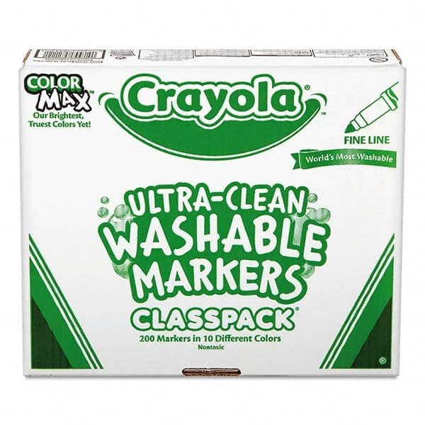 Crayola - Markers & Paintsticks Type: Marker Color: Black; Blue; Brown; Gray; Green; Orange; Pink; Red; Violet; Yellow - Americas Industrial Supply