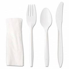 GEN - Wrapped Cutlery Kit, Fork/Knife/Spoon/Napkin, White, 250/Carton - Americas Industrial Supply