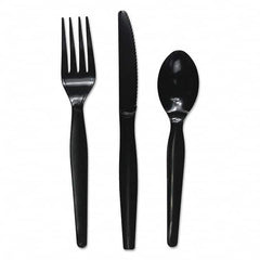 Boardwalk - Three-Piece Cutlery Kit, Fork/Knife/Teaspoon, Heavyweight, Black, 250/Carton - Americas Industrial Supply