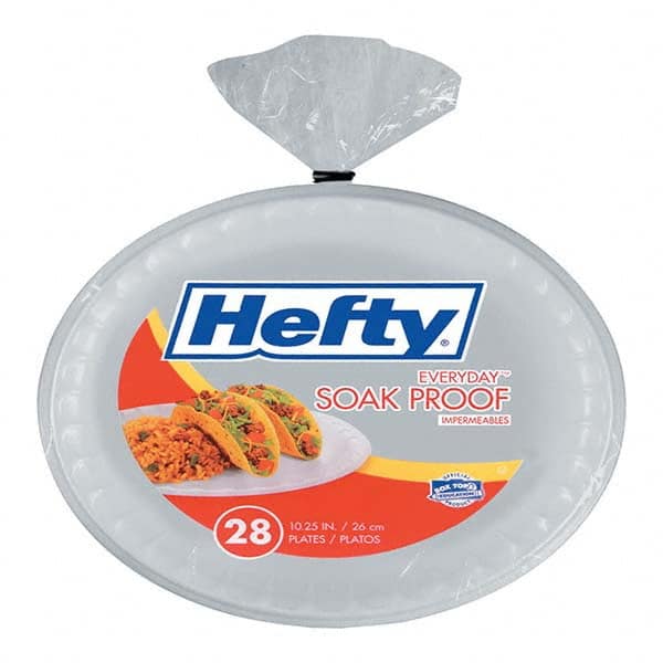 Hefty - Soak Proof Tableware, Foam Plates, 10-1/4" Diam, White, 28/Pack - Americas Industrial Supply