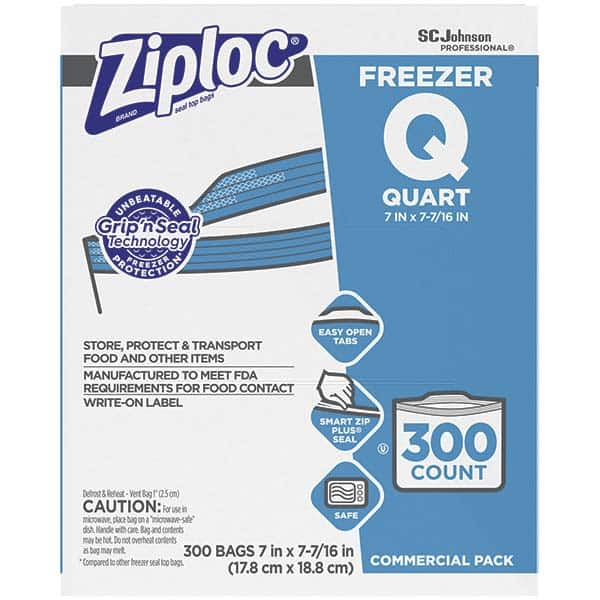 Ziploc - Reclosable Food & Sandwich Bags Volume Capacity: 1 Qt. Width (Inch): 7 - Americas Industrial Supply