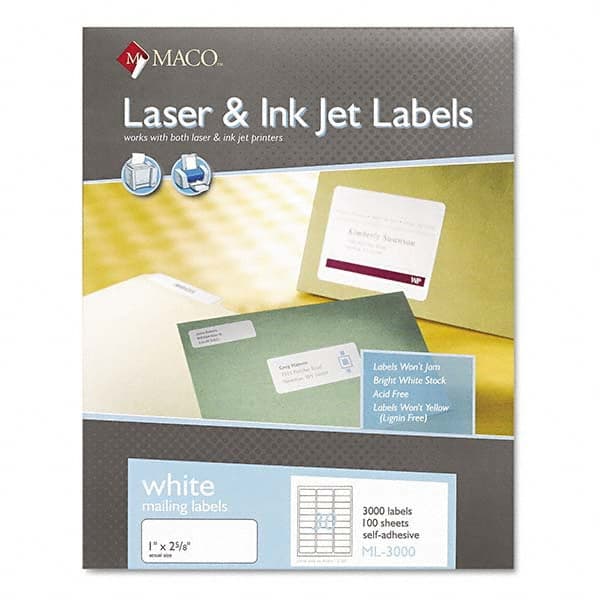 MACO - Labels, Ribbons & Tapes Type: Address Label Color: White - Americas Industrial Supply