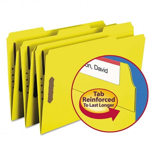 SMEAD - File Folders, Expansion Folders & Hanging Files Folder/File Type: File Folders with Top Tab Fastener Color: Yellow - Americas Industrial Supply