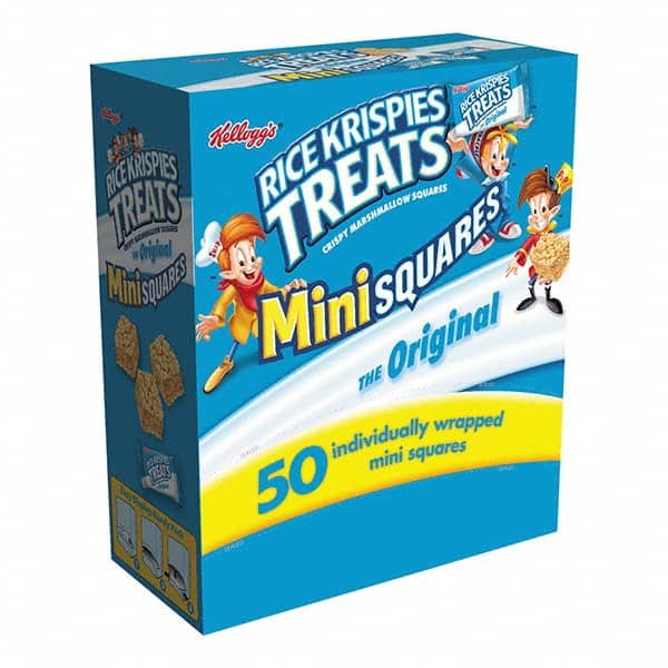 Kellogg's - Snacks, Cookies, Candy & Gum Breakroom Accessory Type: Snack Breakroom Accessory Description: Rice Krispies Treats, Mini Squares, 0.39 oz, 50/Box - Americas Industrial Supply