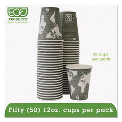 ECO PRODUCTS - World Art Renewable/Compostable Hot Cups, 12 oz, Gray, 50/Pack - Americas Industrial Supply