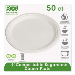 ECO PRODUCTS - Renewable & Compostable Sugarcane Plates, 9", 50/PK - Americas Industrial Supply