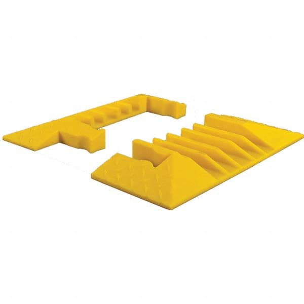 Checkers - 1 2-Piece 5 8' OAL 1-1/4 Max Cable Diam Yellow On Floor Cable Cover - Americas Industrial Supply