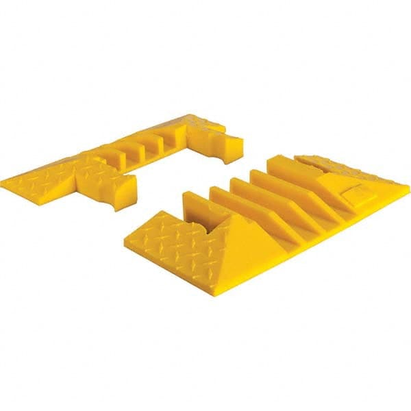 Checkers - 1 2-Piece 4-Channel 8' OAL 1-1/4 Max Cable Diam Yellow On Floor Cable Cover - Americas Industrial Supply