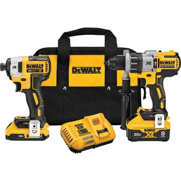 DeWALT - Cordless Tool Combination Kits Voltage: 20 Tools: 1/2" Brushless Hammer Drill/Driver; 1/4" Impact Driver - Americas Industrial Supply