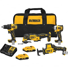 DeWALT - Cordless Tool Combination Kits Voltage: 20 Tools: 1/2" Drill/Driver; 1/4" Impact Driver; Reciprocating Saw; Oscillating Multi-Tool - Americas Industrial Supply