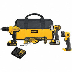 DeWALT - Cordless Tool Combination Kits Voltage: 20 Tools: 1/2" Drill/Driver; 1/4" Impact Driver; Work Light; Oscillating Multi-Tool - Americas Industrial Supply