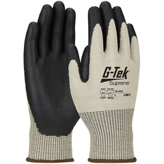‎15-440/M Coated Gloves w/Polykor - G-Tek Suprene - Tan 13G Nano Shell - Black Neofoam Grip - A4 - Exact Industrial Supply