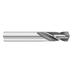 #44 Dia. × 0.086″ Shank × 1/2″ Flute Length × 2″ OAL, 5xD, 135°, Uncoated, 2xD Flute, External Coolant, Round Solid Carbide Drill - Americas Industrial Supply