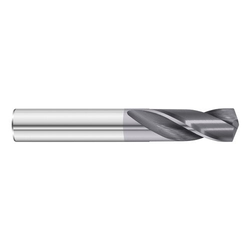 #36 Dia. × 0.106″ Shank × 5/8″ Flute Length × 2″ OAL, 5xD, 135°, TiAlN, 2xD Flute, External Coolant, Round Solid Carbide Drill - Americas Industrial Supply