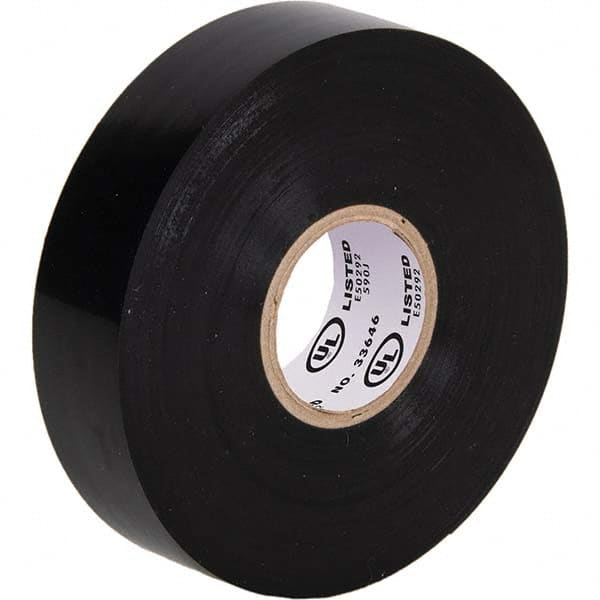 Electrical Tape: 1-1/2″ Wide, 792″ Long, 8.5 mil Thick, Black 0 to 221 ° F Operating Temp, 1,200 V/mil