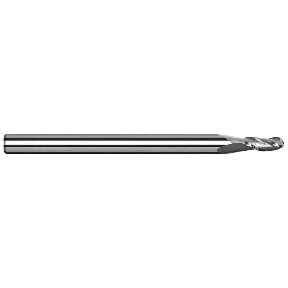 Harvey Tool - Ball End Mills; Mill Diameter (mm): 2.00 ; Mill Diameter (Decimal Inch): 0.0787 ; Number of Flutes: 3 ; Length of Cut (mm): 3.0000 ; Length of Cut (Decimal Inch): 0.1181 ; Material: Solid Carbide - Exact Industrial Supply