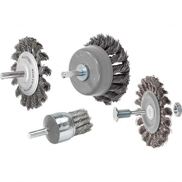 WALTER Surface Technologies - 2-3/4" OD, 1/4" Arbor Hole, Knotted Stainless Steel Wheel Brush - Americas Industrial Supply