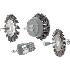 WALTER Surface Technologies - 3" OD, 1/4" Arbor Hole, Knotted Steel Wheel Brush - Americas Industrial Supply