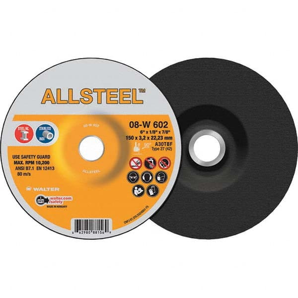 WALTER Surface Technologies - Depressed-Center Wheels Wheel Diameter (Inch): 6 Wheel Thickness (Inch): 1/8 - Americas Industrial Supply